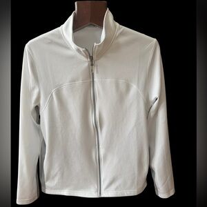 ALO Yoga White Full-Zip Jacket with Silver Zipper Pullman size M like new